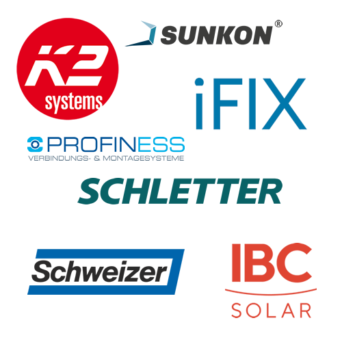 Logo Photovoltaik Hersteller Unterkonstruktion von K2, IBC, Schletter, Sunkon, Profiness, iFIX, Schweizer